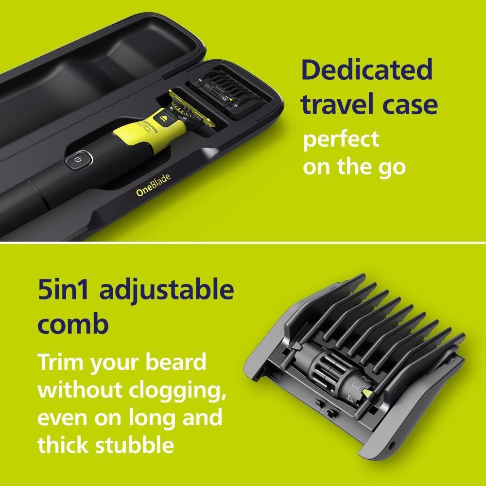 Philips OneBlade 360 with Connectivity Hybrid Face + Body, Electric Shaver, Beard Trimmer and Body Groomer, 360 Blade Tech, 1x360 Blade for Face, 5in1 Adjustable Comb, Body Kit, Travel Case, QP4631/65 🍁 All In One Marketplace Canada