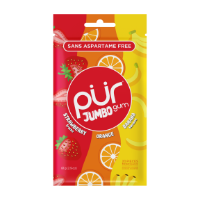 PUR Gum - Jumbo Gum - Strw, Org, Ban (20pc)