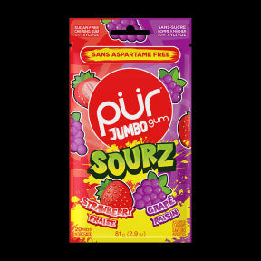 PUR Gum - Jumbo Sourz Strawberry & Grape (20pc)