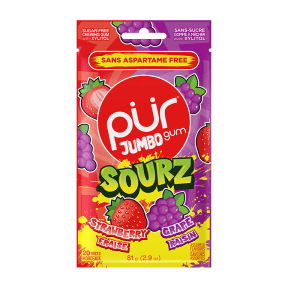 PUR Gum - Jumbo Sourz Strawberry & Grape (20pc)