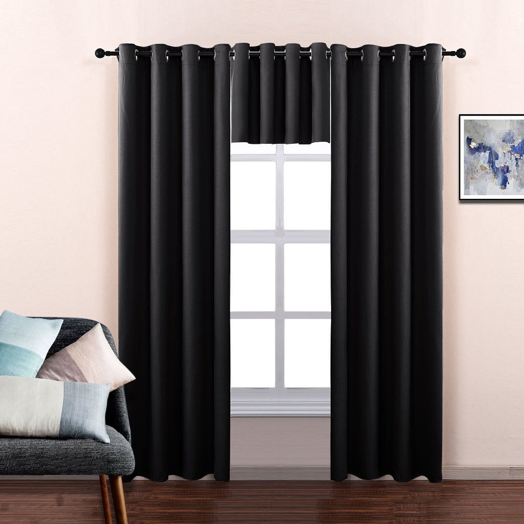 NICETOWN Blackout Valance for Small Window - Thermal Insulated Room Darkening Plain Grommet-Top Short Curtain Panel for Cafe Bar / Apartment (1 Pack, W52 x L36 + 1.2 inches Header, Black) 🍁 All In One Marketplace Canada