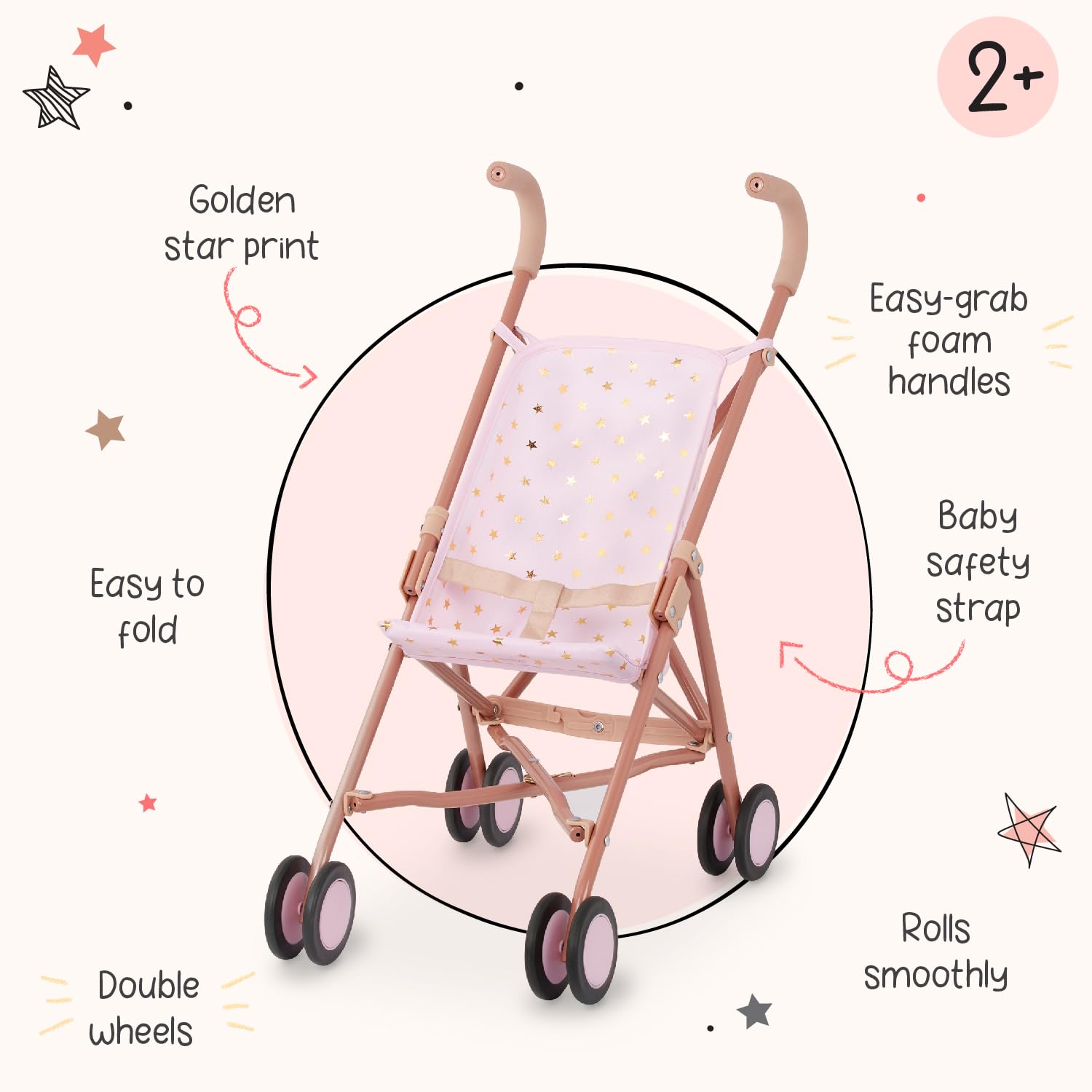 LullaBaby Baby Doll Stroller, Foldable Star-Print Toy Stroller, Accessory 🍁 All In One Marketplace Canada