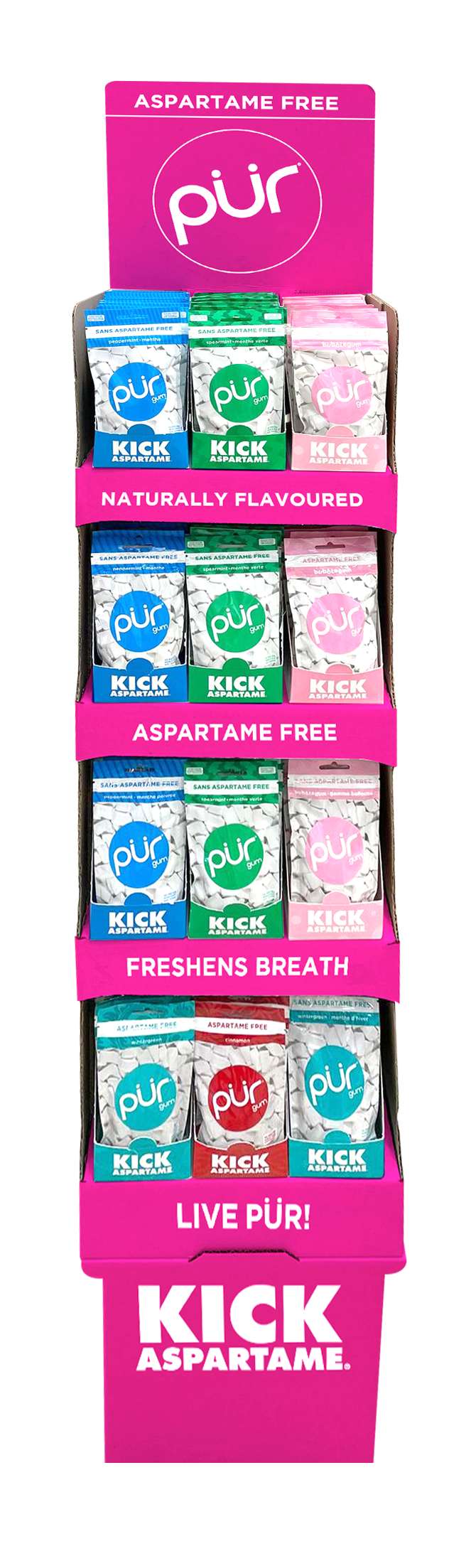 PUR Gum - Shipper - Gum Bag Assortment 144ct (1disp)
