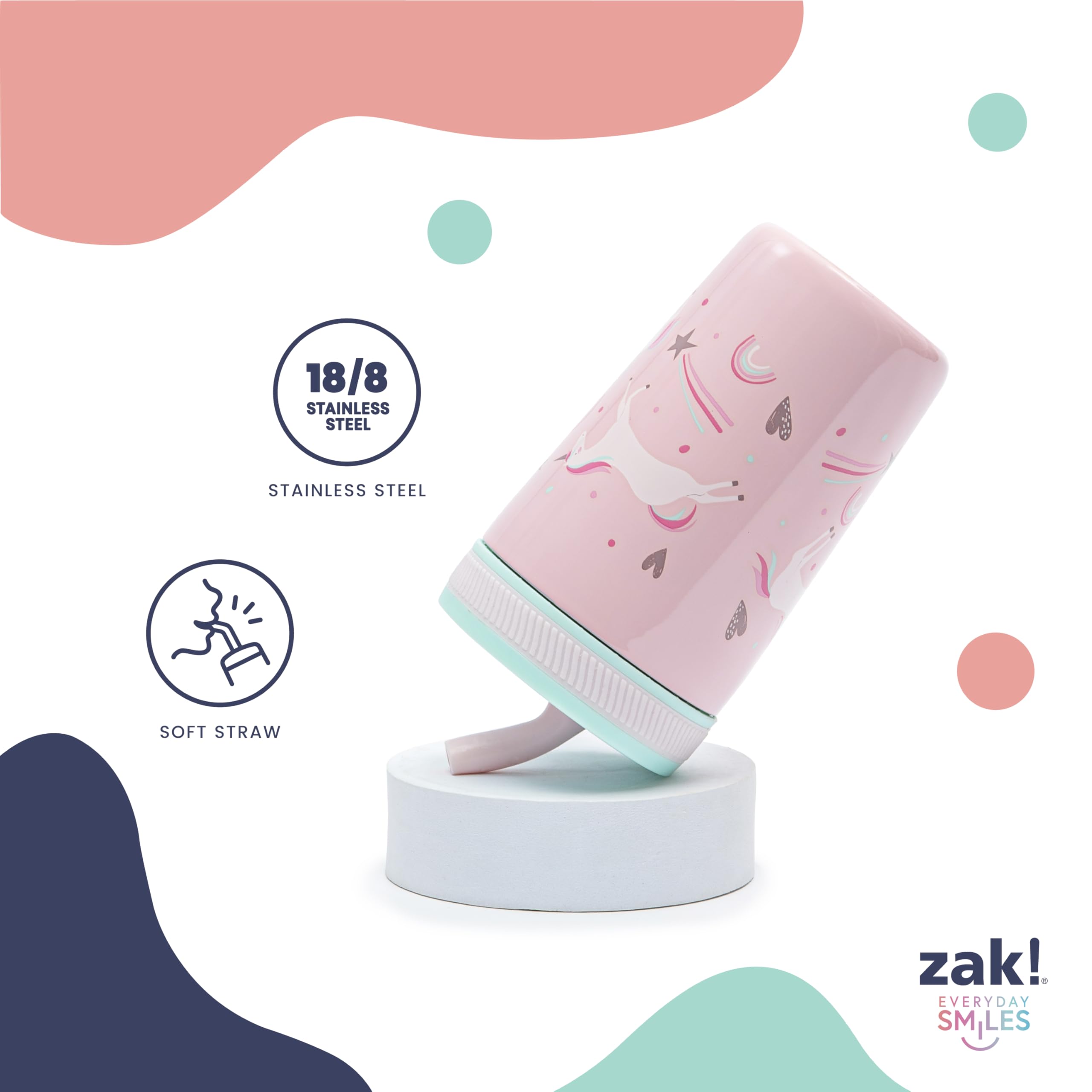 Zak Designs Happy Fruit Kelso 12oz Stainless Steel Leak-Proof Toddler Cup 🍁 All In One Marketplace Canada