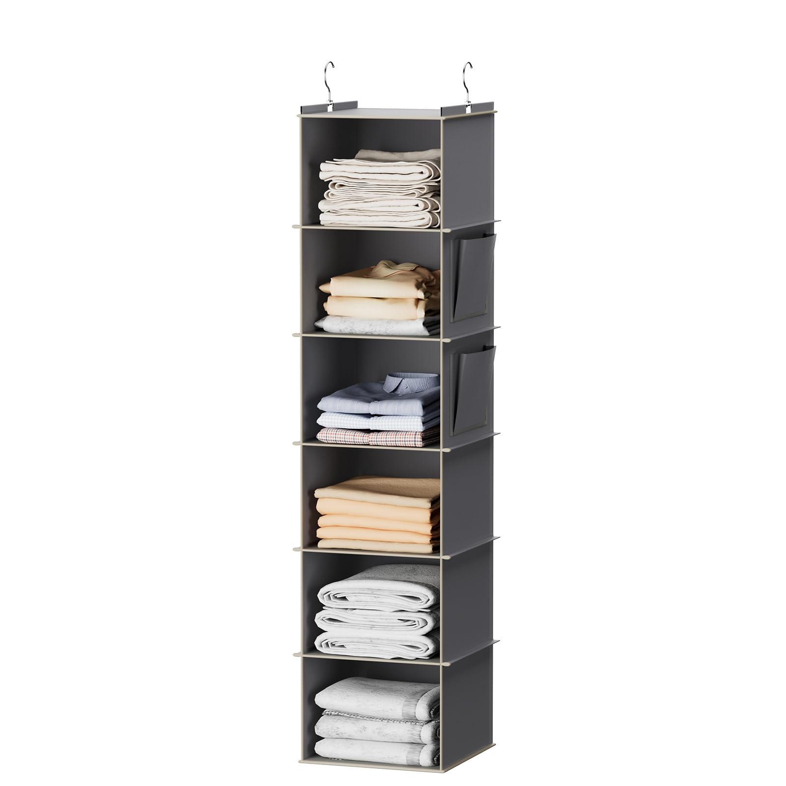 YOUDENOVA Hanging Closet Organizers and Storage, 6-Shelf Closet Hanging Storage Shelves, Grey 🍁 All In One Marketplace Canada
