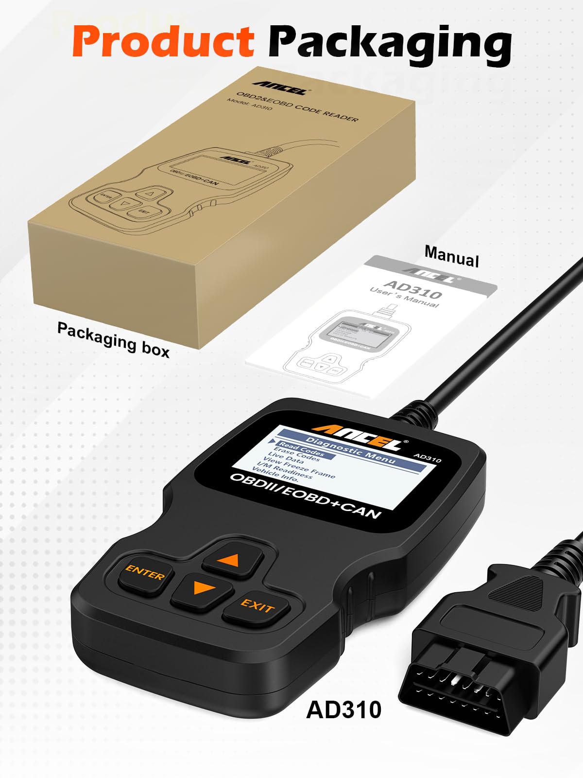 ANCEL AD310 Classic Enhanced Universal OBD II Scanner Car Engine Fault Code Reader CAN Diagnostic Tool (Black) 🍁 All In One Marketplace Canada