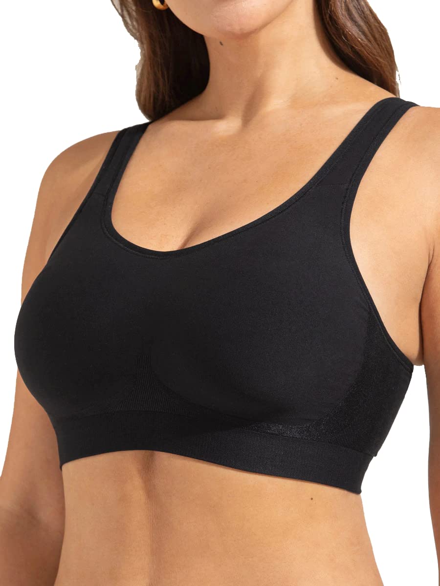 SHAPERMINT Wireless Bras for Women - Full Support Seamless Bralette, Compression Sports Bra, Plus Size Minimizer Bras, Padded Wirefree Bra for Women Black 🍁 All In One Marketplace Canada