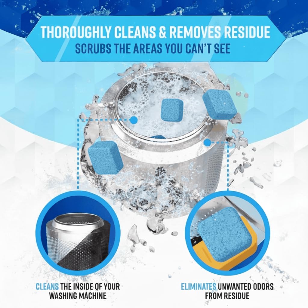 Washing Machine Cleaner for Pet Owners - ACTIVE Enzymatic Deep Clean Descaler for Cat & Dog Hair, Urine, Odor, Residue, 24 Septic-Safe Tablets for Top Load, Front Loader, HE Washer Tub - 1 Year Supply 🍁 All In One Marketplace Canada