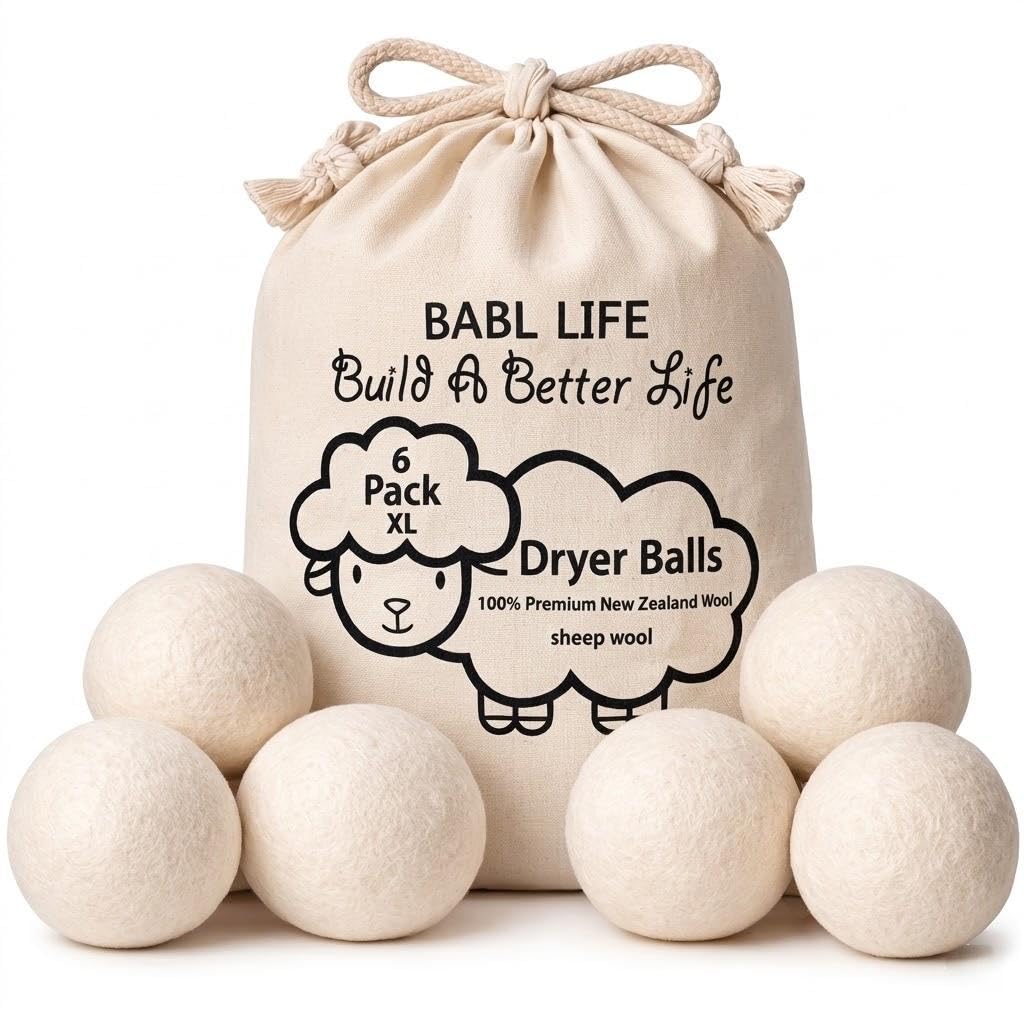 Updated Version(Made of The Latest Shearing) Wool Dryer Balls Pack of 6 XL,Premium Reusable New Zealand Natural Fabric Softener,Saves Drying Time, Handmade Dryer Balls… 🍁 All In One Marketplace Canada