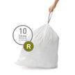 simplehuman Code R 60 Count, Dispenser Pack Custom Fit Liners, Drawstring Trash Bags, 10L / 2.6 Gallons, White 🍁 All In One Marketplace Canada
