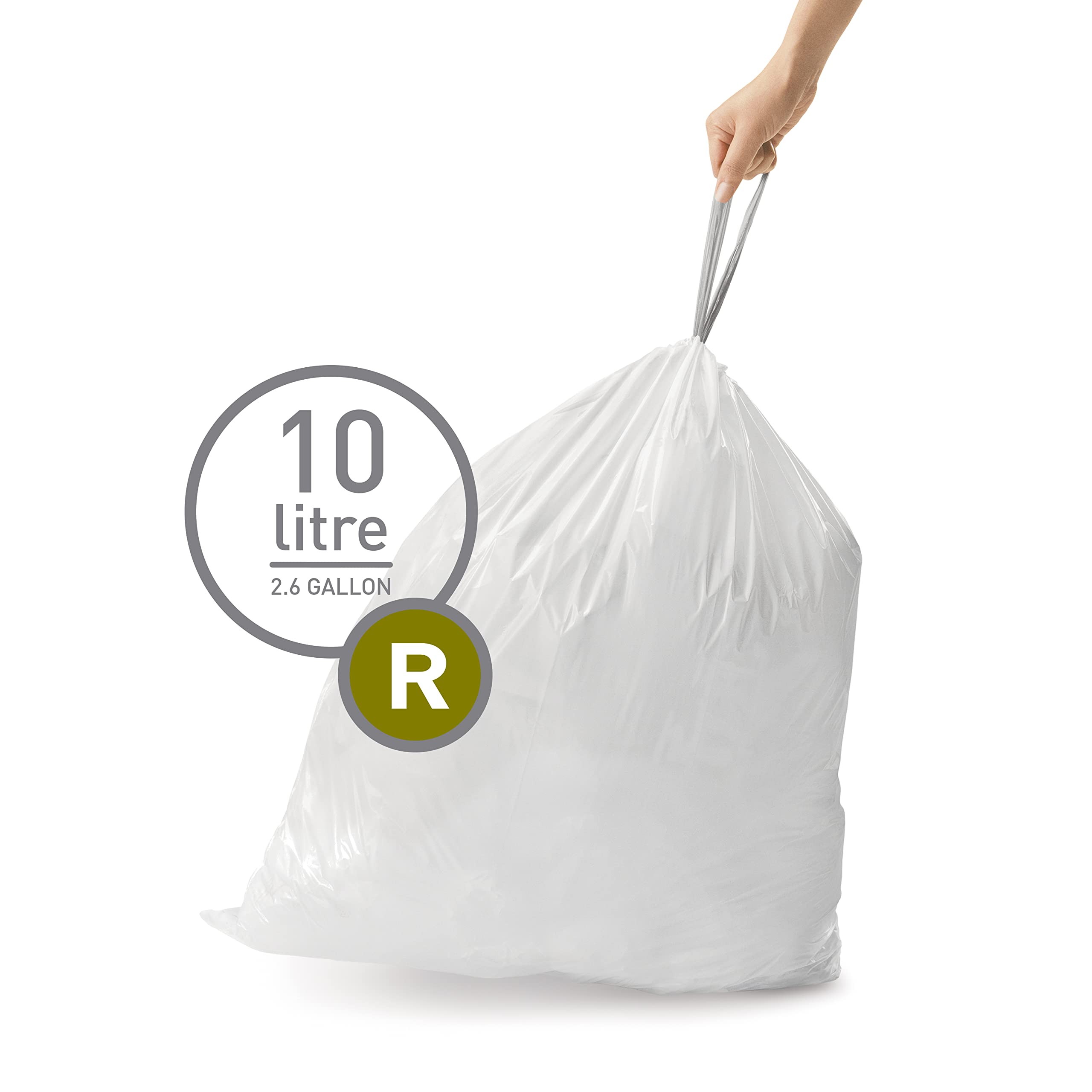 simplehuman Code R 60 Count, Dispenser Pack Custom Fit Liners, Drawstring Trash Bags, 10L / 2.6 Gallons, White 🍁 All In One Marketplace Canada