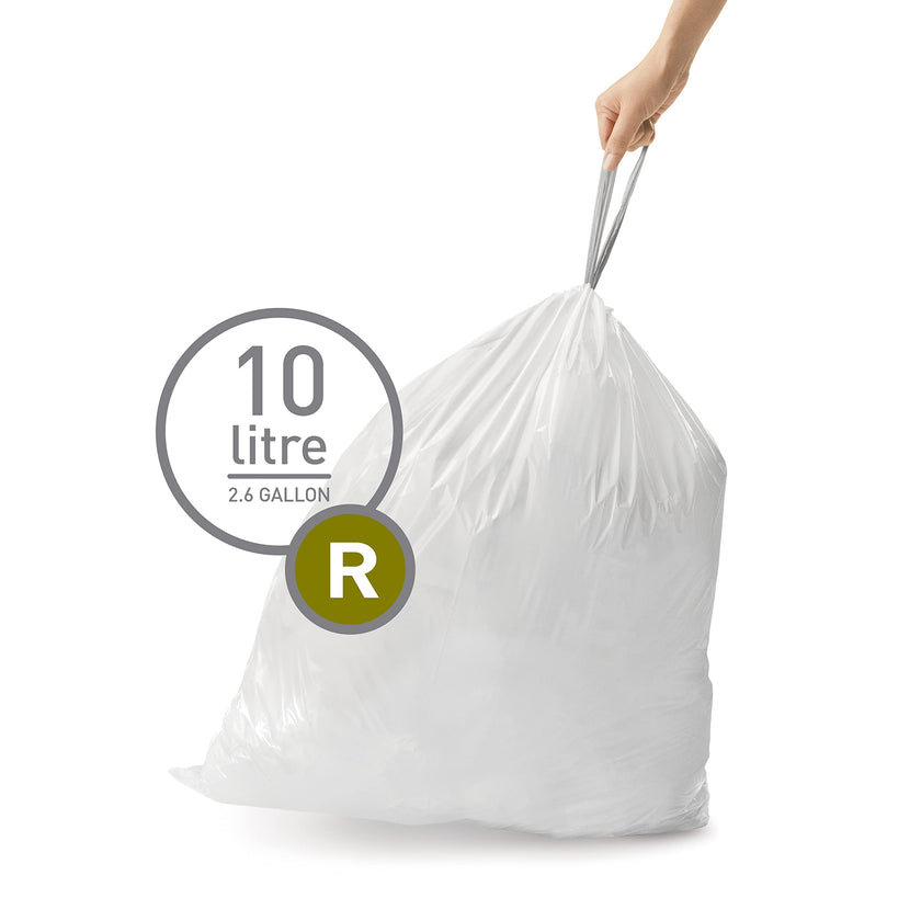 simplehuman Code R 60 Count, Dispenser Pack Custom Fit Liners, Drawstring Trash Bags, 10L / 2.6 Gallons, White 🍁 All In One Marketplace Canada