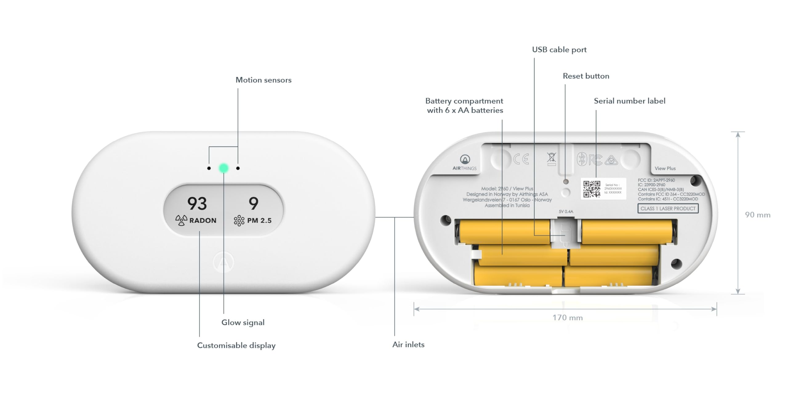 Airthings 2960 View Plus - Radon & Air Quality Monitor (PM, CO2, VOC, Humidity, Temp, Pressure) 🍁 All In One Marketplace Canada
