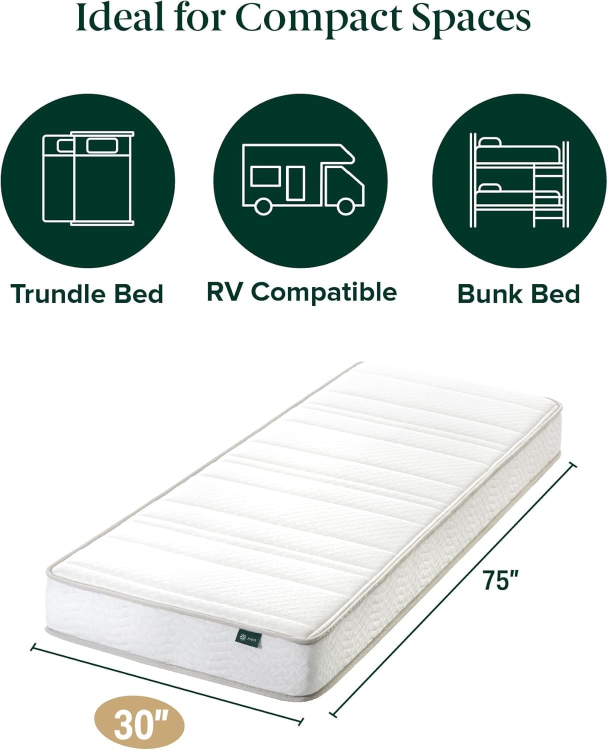 Zinus Narrow Twin Mattress - 6 Inch Foam and Spring Hybrid Mattress, Affordable Mattress, CertiPUR-US Certified Foam with Pressure Relief, Mattress in a Box, 10-Year Warranty, Narrow Twin, 30