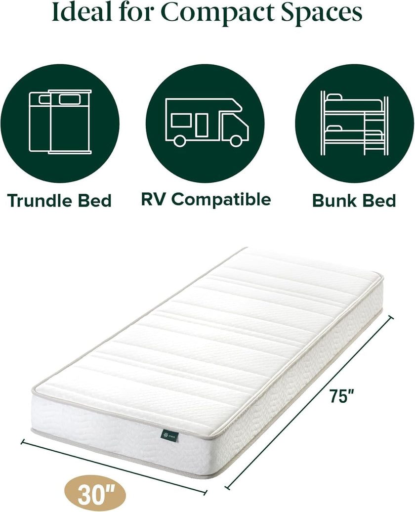Zinus Narrow Twin Mattress - 6 Inch Foam and Spring Hybrid Mattress, Affordable Mattress, CertiPUR-US Certified Foam with Pressure Relief, Mattress in a Box, 10-Year Warranty, Narrow Twin, 30