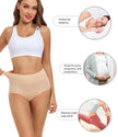 wirarpa Women's High Waisted Cotton Briefs Ladies Underwear Comfortable Panties 5 Pack Beige Medium 🍁 All In One Marketplace Canada
