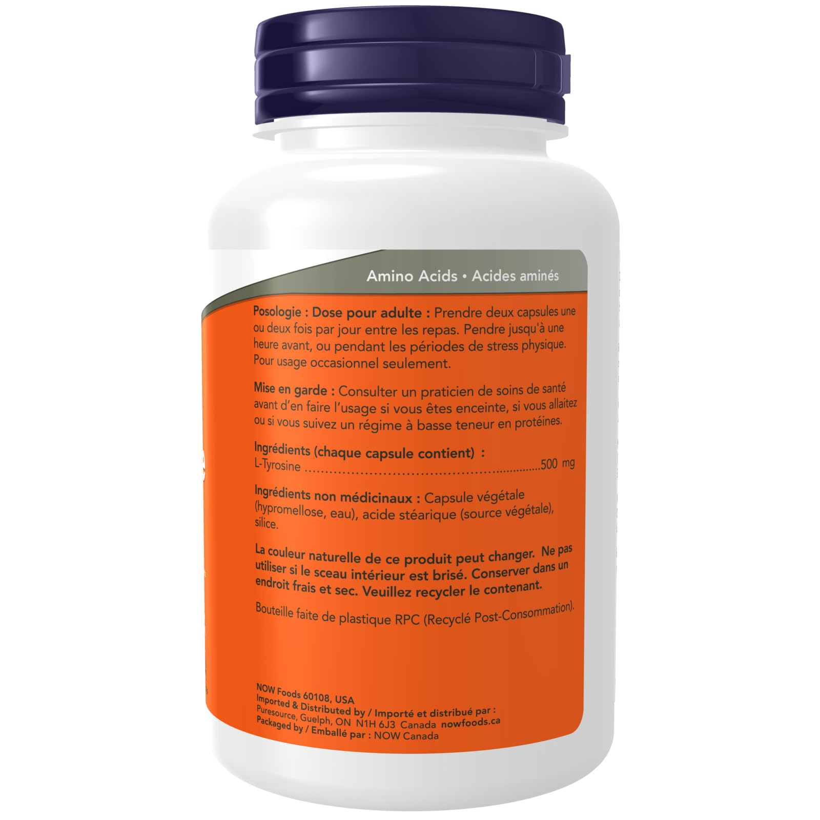 NOW Supplements, L-Tyrosine 500 mg, Supports Mental Alertness, Neurotransmitter Support, 120 Capsules 🍁 All In One Marketplace Canada