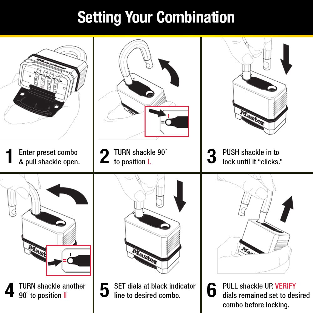 Master Lock Gold Outdoor Combination Lock, Heavy Duty Weather Resistant Padlock, Resettable Combination Lock for Outdoor Use 1.2 x 2 x 3.87 inches, 2 Pack, M175LFEC2 🍁 All In One Marketplace Canada