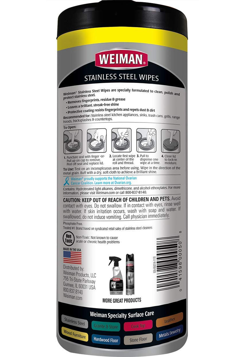 Weiman Stainless Steel Wipes, 30 ct-2 pk 🍁 All In One Marketplace Canada