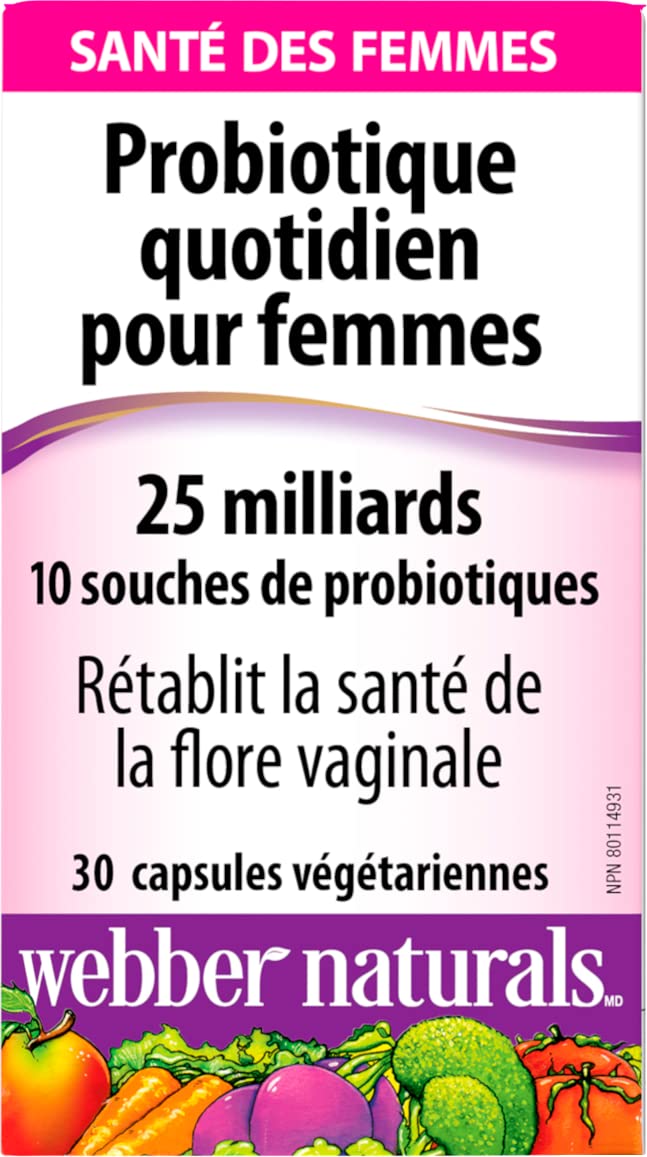 Webber Naturals Probiotic Women’s Daily, 25 Billion Active Cells per Capsule, 10 Probiotic Strains, 30 Capsules, Helps Restore Healthy Vaginal Flora, Vegan 🍁 All In One Marketplace Canada