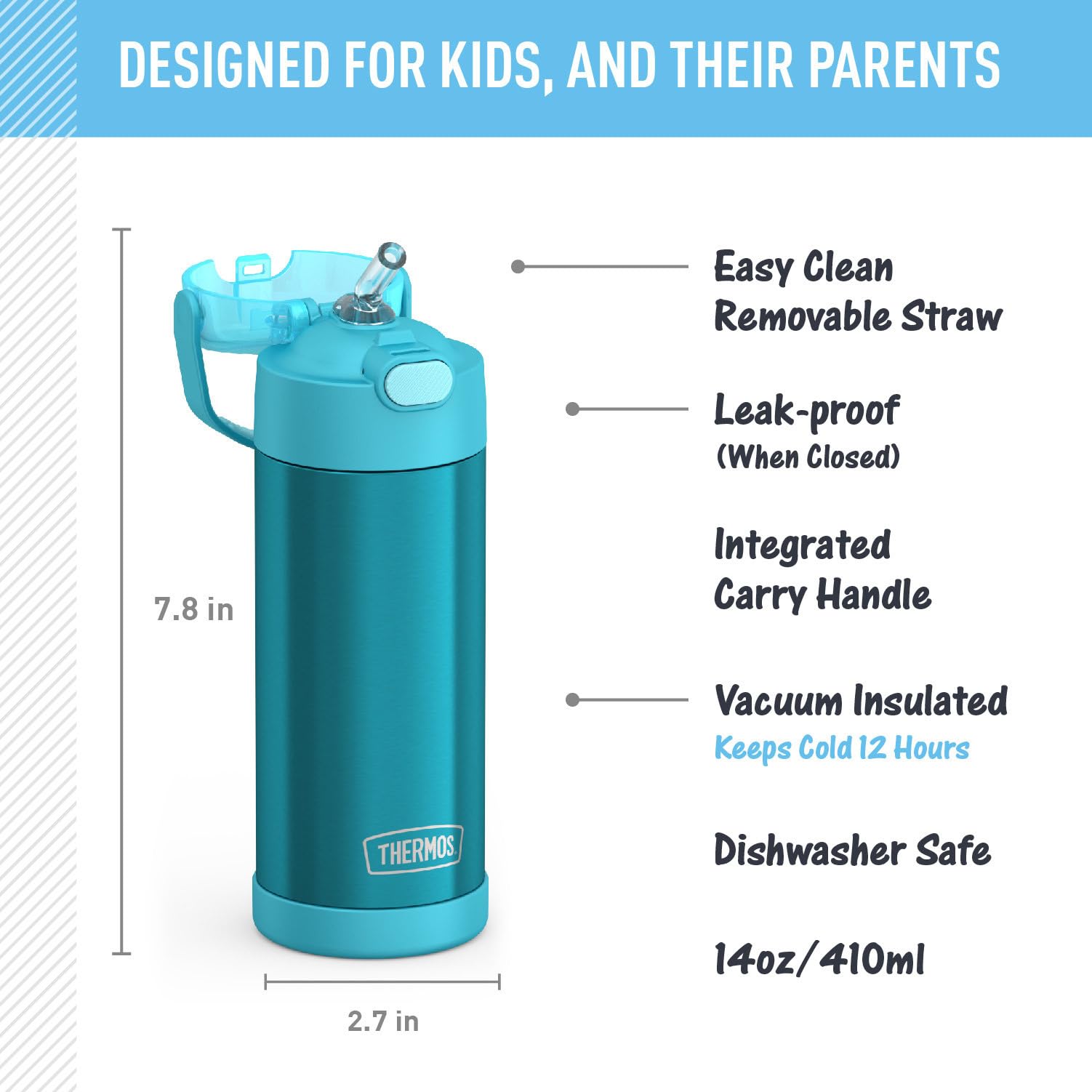 THERMOS FUNTAINER 14 Ounce Stainless Steel Vacuum Insulated Bottle, Teal 🍁 All In One Marketplace Canada
