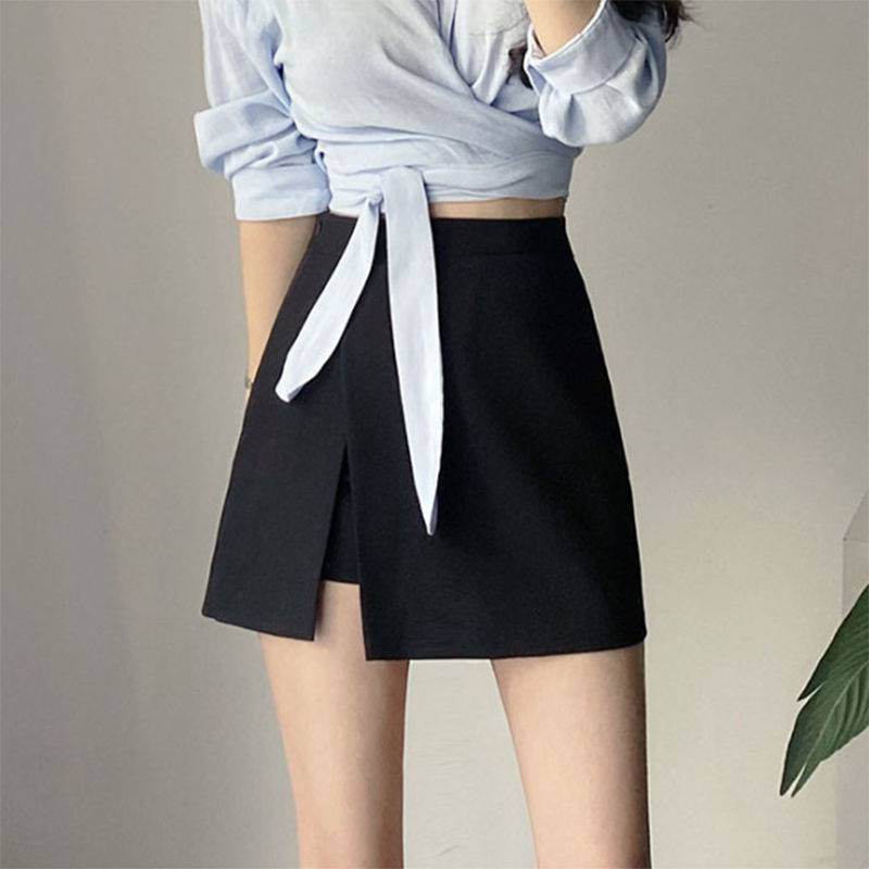 Elegant Hip Side Slit Mini Skirt for women