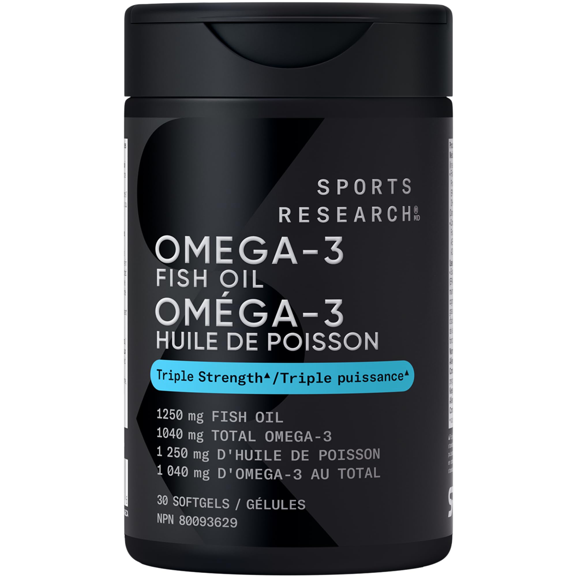Sports Research® Triple Strength Omega 3 Fish Oil - Burpless Fish Oil Supplement w/EPA & DHA Fatty Acids from Wild Alaskan Pollock - Heart, Brain & Immune Support for Men & Women - 1250 mg, 30 count 🍁 All In One Marketplace Canada