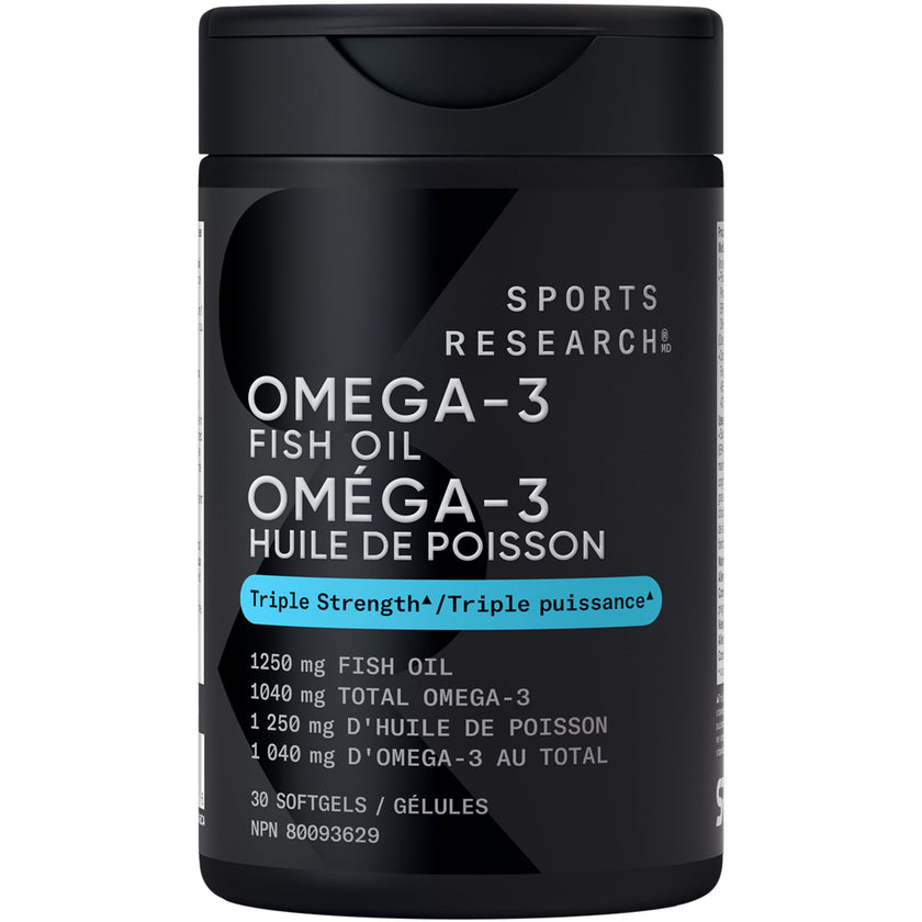 Sports Research® Triple Strength Omega 3 Fish Oil - Burpless Fish Oil Supplement w/EPA & DHA Fatty Acids from Wild Alaskan Pollock - Heart, Brain & Immune Support for Men & Women - 1250 mg, 30 count 🍁 All In One Marketplace Canada