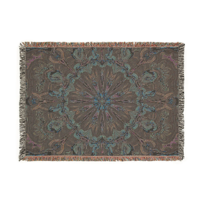Bohemian Mosaic Woven Blanket — Vintage Tile Medallion Blanket Throw