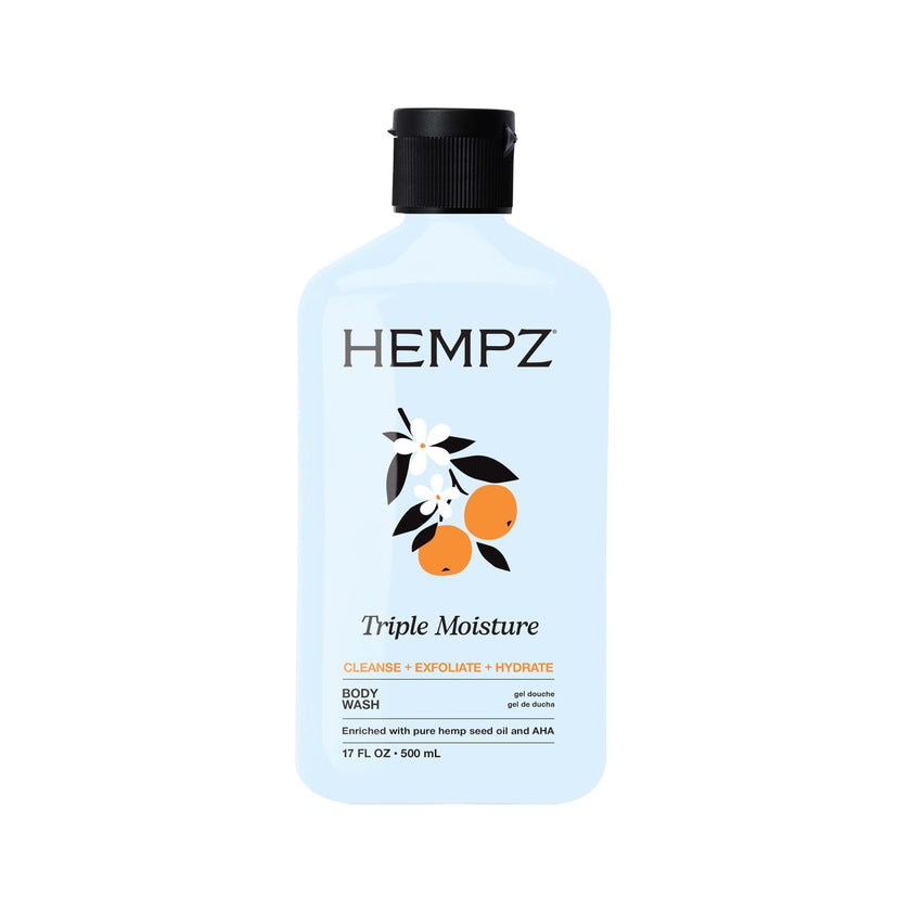 Hempz Triple Moisture Body Wash - Grapefruit & Peach - Hydrating for Sensitive Skin, Scented, Exfoliating with Shea Butter, Pure Hemp Seed Oil, and Algae for Sensitive Skin - 17 fl oz 🍁 All In One Marketplace Canada