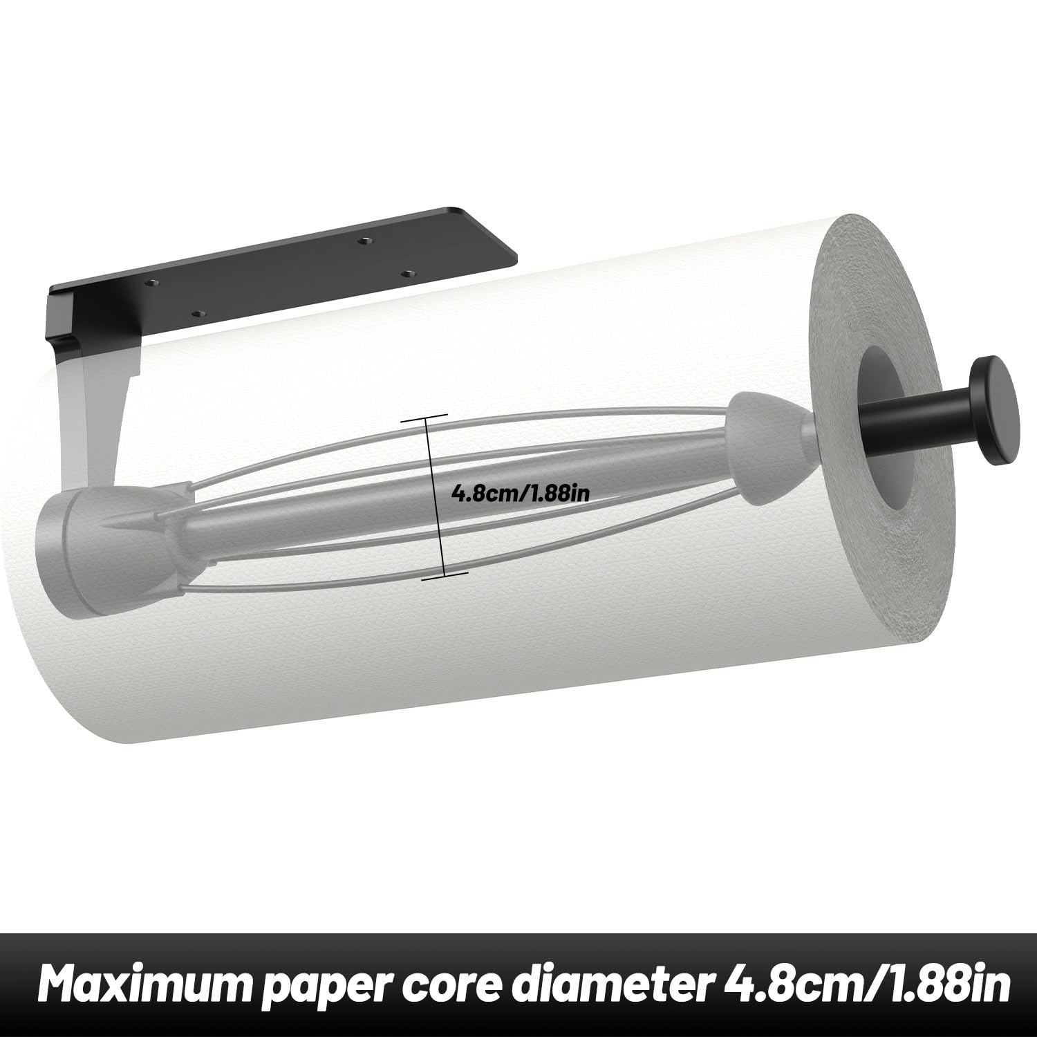VEHHE Paper Towel Holder Under Cabinet with Ratchet System, Single Hand Operable Paper Towel Holder Wall Mount with Damping Effect, Self-Adhesive Papers Towels Holders or Drilled for Kitchen (Black) 🍁 All In One Marketplace Canada