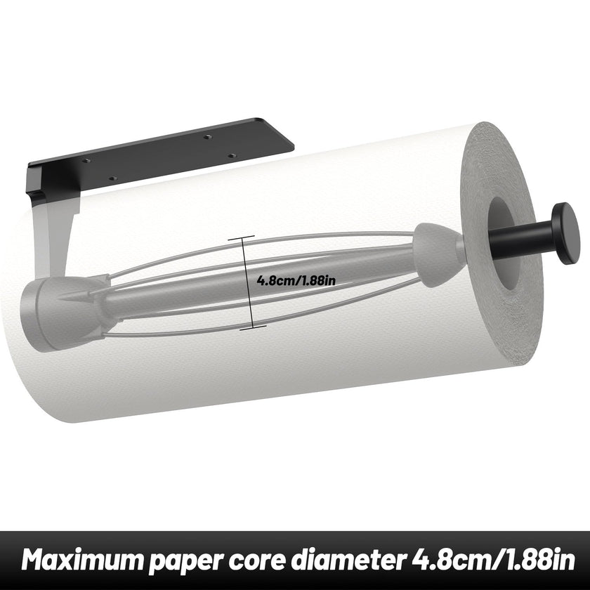 VEHHE Paper Towel Holder Under Cabinet with Ratchet System, Single Hand Operable Paper Towel Holder Wall Mount with Damping Effect, Self-Adhesive Papers Towels Holders or Drilled for Kitchen (Black) 🍁 All In One Marketplace Canada