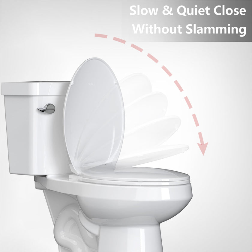 White Elongated Toilet Seat, Slow Close Toilet Cover Seat for Easy Clean and Stain-Resistant, Plastic Toilet Seat with Cover, Quick-Release Hinges and Quick-Attach Hardware 🍁 All In One Marketplace Canada