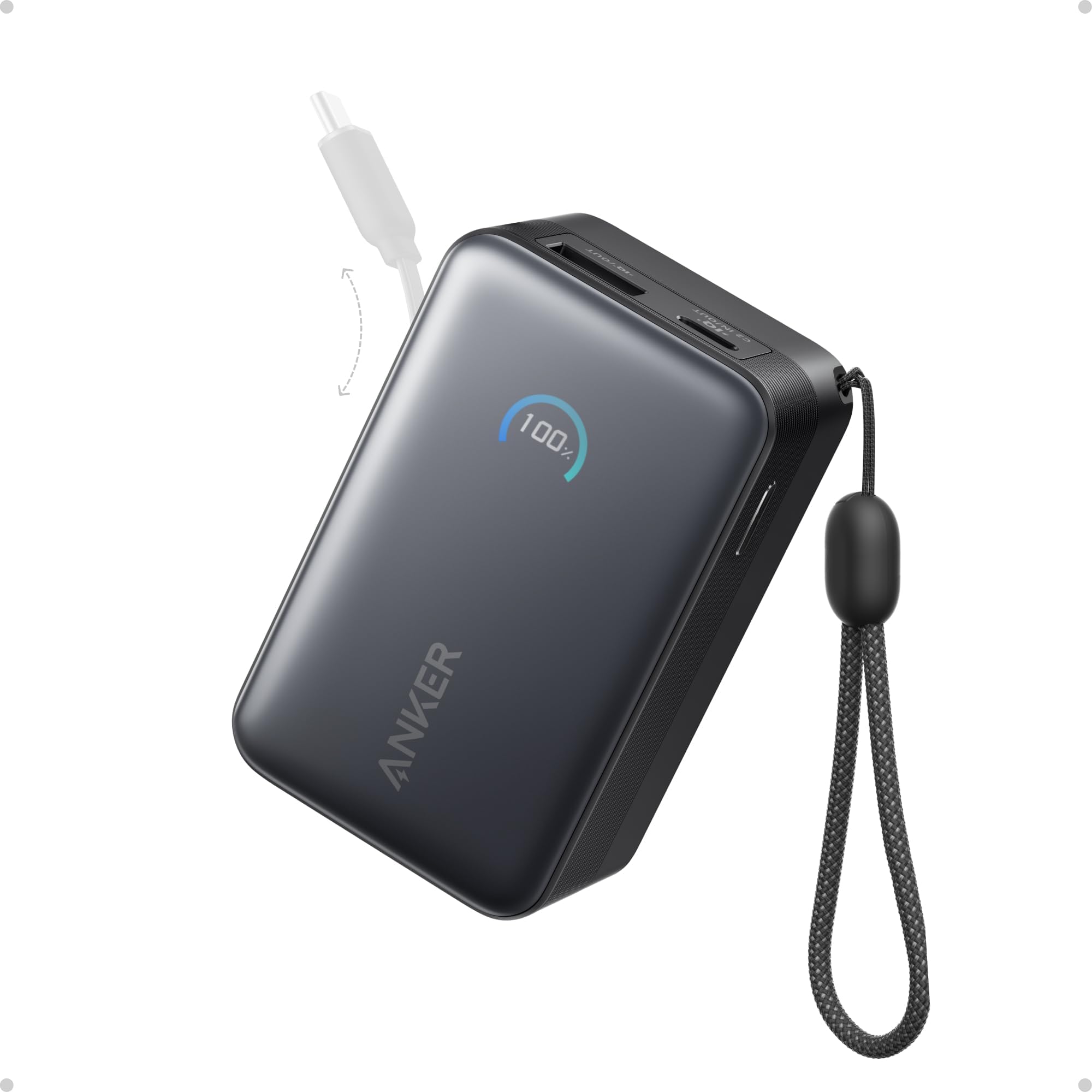 Anker Nano Power Bank, 10,000mAh Portable Charger with 2.3 ft Anker InstaCord Retractable Cable, 45W Max Compact Battery Pack, Smart Display, for iPhone 17/16 Series,iPad,Galaxy,Pixel and More (Black) 🍁 All In One Marketplace Canada