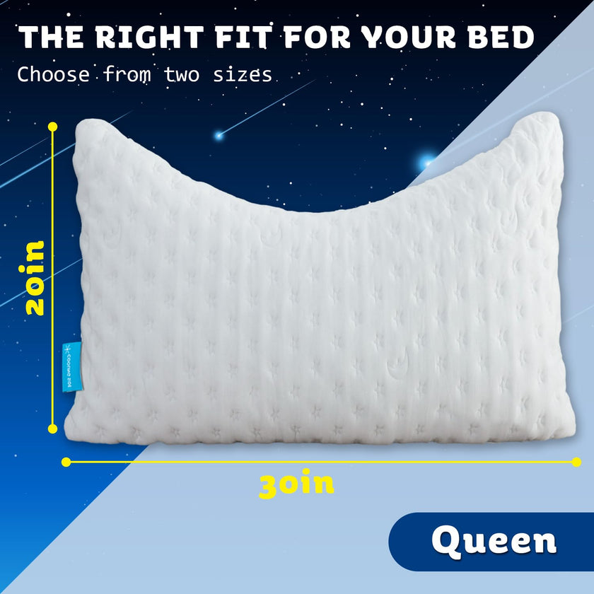 Cooling Side Sleeper Pillow for Neck and Shoulder, Luxury Shredded Memory Foam Curved Bed Pillows for Sleeping Set of 1- Adjustable Queen Size- Washable Cover Crescent White 🍁 All In One Marketplace Canada