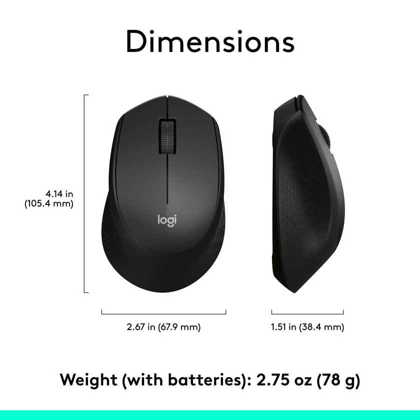 Logitech M330 Silent Wireless Mouse, 2.4GHz with USB Receiver, Optical Tracking, Quiet & Lightweight, Long Battery Life, for PC, Mac, Laptop, Chromebook - Black 🍁 All In One Marketplace Canada