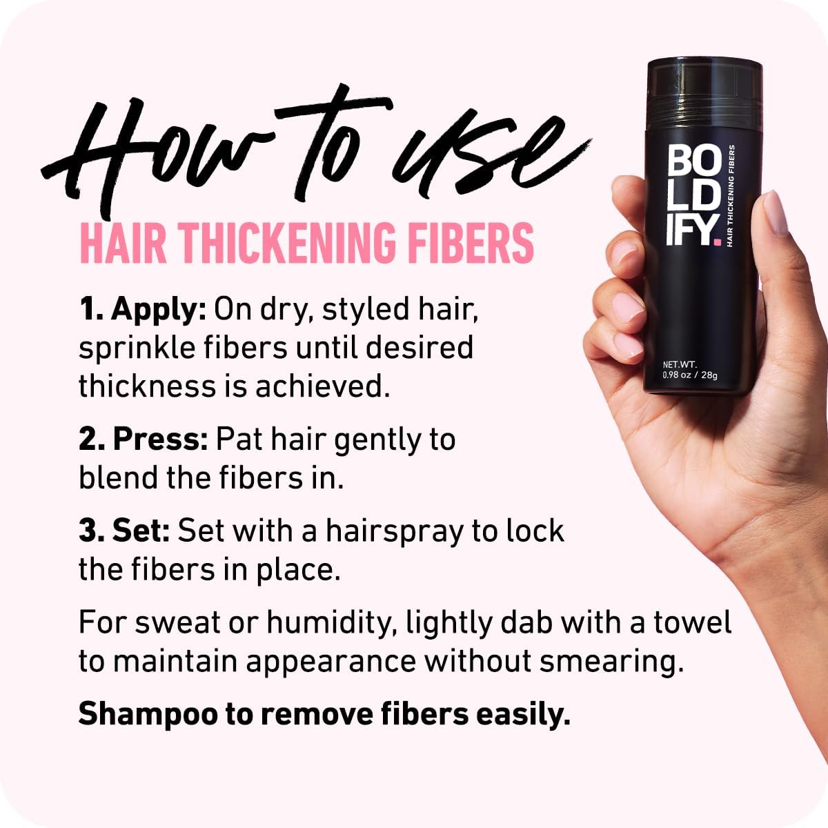 BOLDIFY Hair Fibers (28g) - Fill In Thinning and Fine Hair for an Instantly Fuller, Thicker Look - 14 Shades for Women & Men - Black 🍁 All In One Marketplace Canada