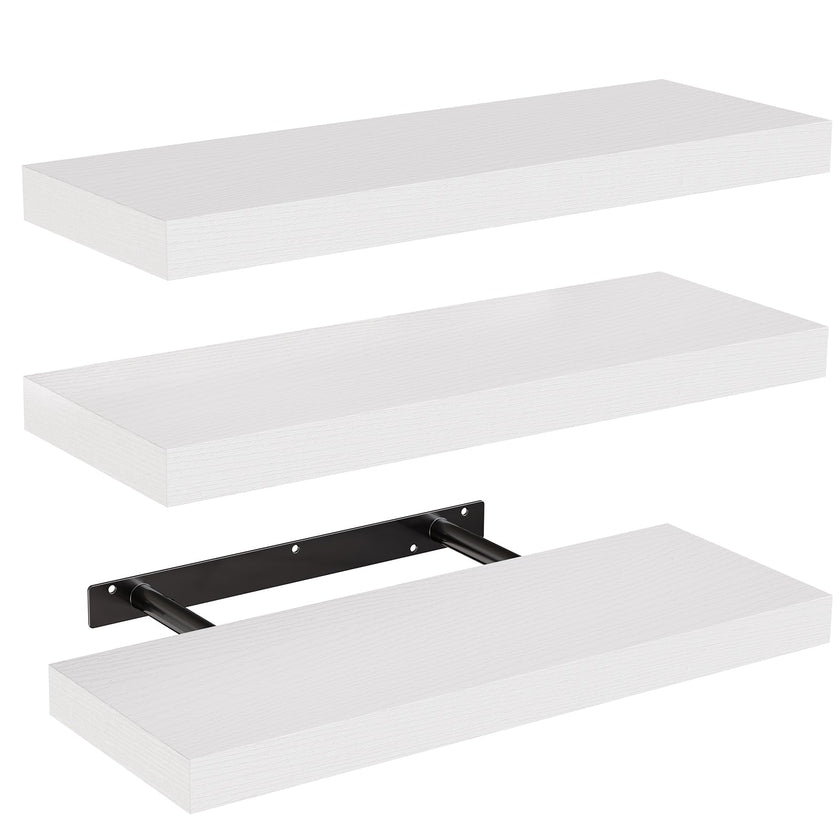 AMADA HOMEFURNISHING Floating Shelves, Wall Shelves for Bathroom/Living Room/Bedroom/Kitchen Decor, White Shelves with Invisible Brackets Set of 3 - AMFS08 🍁 All In One Marketplace Canada