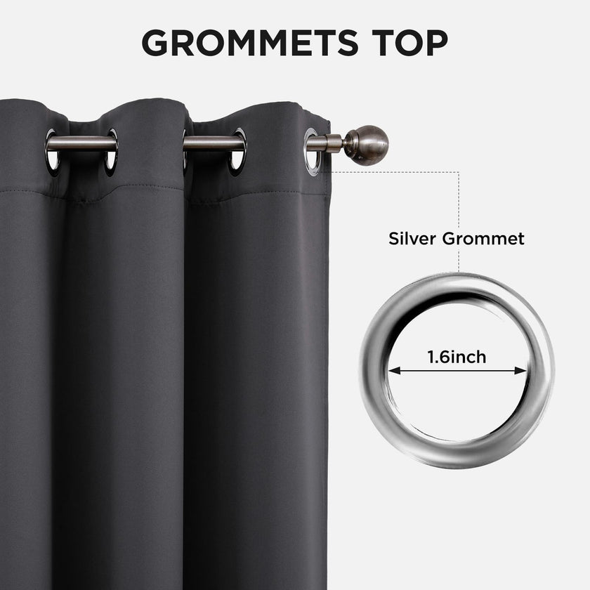 Joydeco Blackout Curtains 63 Inch Length 2 Panels Set, Thermal Insulated Long Curtains& Drapes 2 Burg, Room Darkening Grommet Drapes for Living Room Bedroom Window (W52 x L63 Inch, Dark Grey) 🍁 All In One Marketplace Canada
