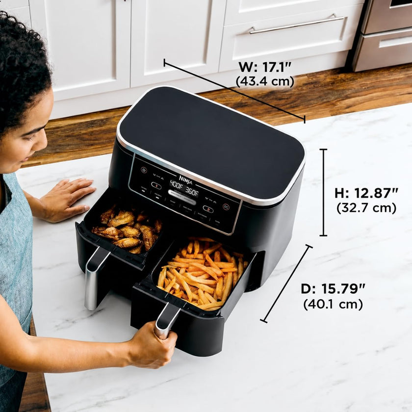 Ninja Foodi 10-qt. 6-in-1 DualZone XL Air Fryer, 2 Independent Baskets, Match Cook & Smart Finish to Air Fry, Air Broil, Roast, Bake, Dehydrate, & Keep Warm, Black, DZ302C (Canadian Version) 🍁 All In One Marketplace Canada