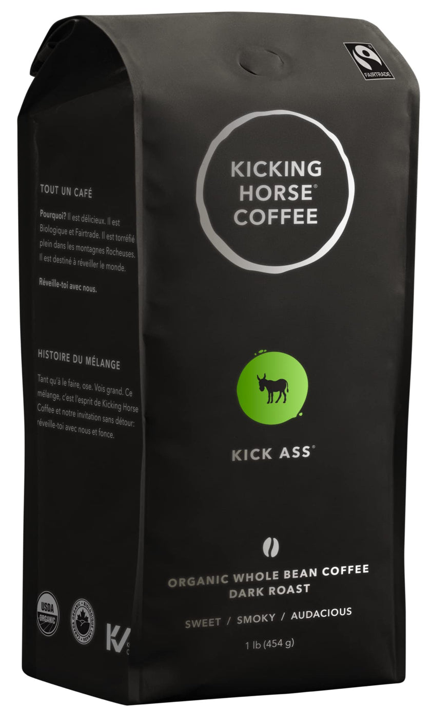 Kicking Horse Coffee, Kick Ass, Dark Roast, Whole Bean, 1 lb - Certified Organic, Fairtrade, Kosher Coffee 🍁 All In One Marketplace Canada
