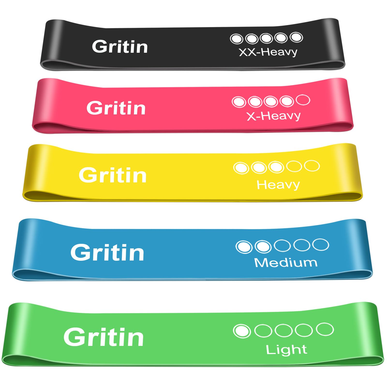 Gritin Resistance Bands, Set of 5 Skin-Friendly Resistance Exercise Band 🍁 All In One Marketplace Canada