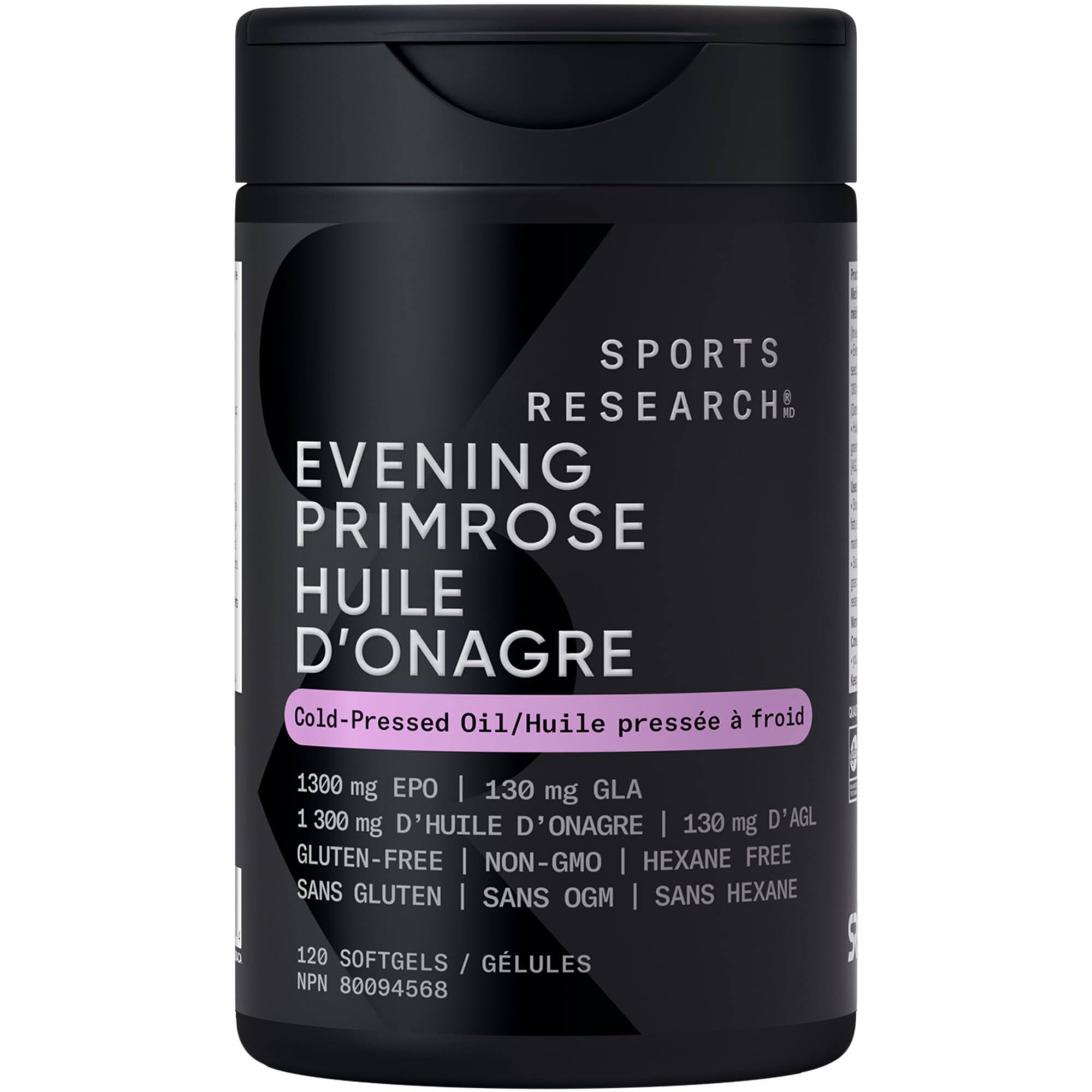 Sports Research® Evening Primrose Oil with GLA - Cold Pressed Primrose Oil supporting Women's Health - Hexane Free · Non-GMO · Gluten Free - 120 Count Softgels 🍁 All In One Marketplace Canada