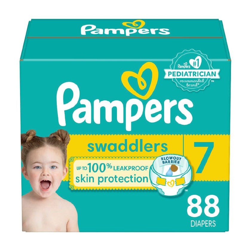 Pampers Swaddlers Diapers, Size 7 (26-50 lbs), 88 Count, Absorbent, Keeps Baby Dry and Comfortable, Skin Safe Disposable Baby Diaper 🍁 All In One Marketplace Canada