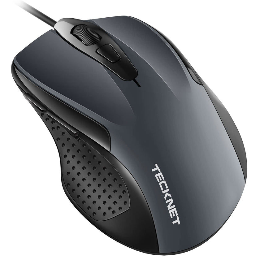 TECKNET USB Wired Mouse, 6-Button Corded Computer Mouse with 4 Adjustable DPI, Optical Computer Mice with Ergonomic Design and 5FT Cord for Laptop, Chromebook, PC, Desktop, Mac, Notebook-Gray 🍁 All In One Marketplace Canada