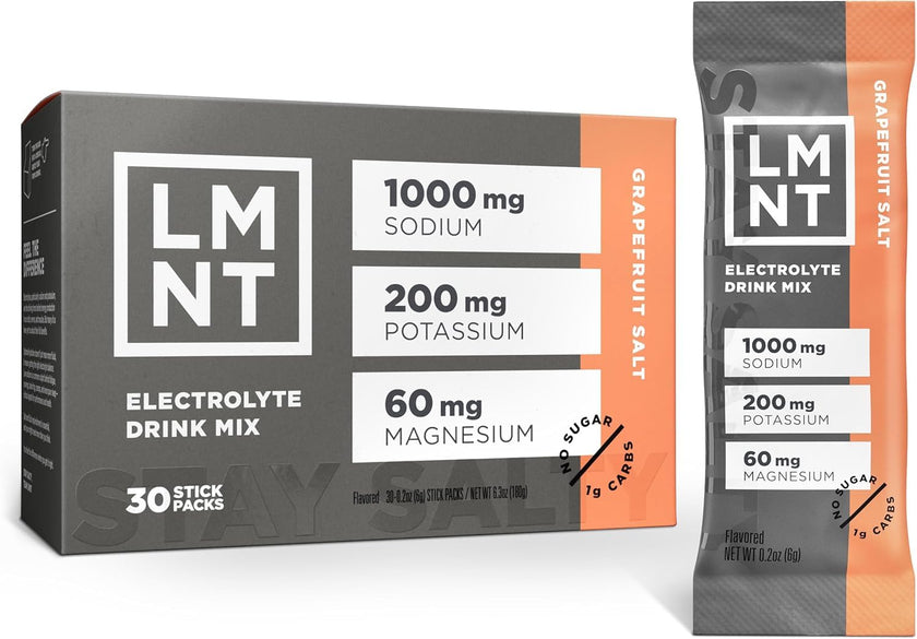 LMNT Keto Electrolyte Drink Mix | Paleo Hydration Powder | No Sugar, No Artificial Ingredients | Grapefruit Salt | 30 Stick Packs 🍁 All In One Marketplace Canada