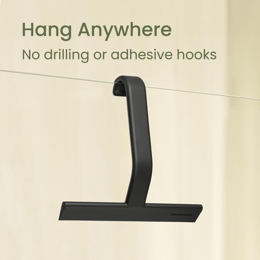 dancemoon JustHang Shower Squeegee for Glass Doors, All-One-Piece Silicone with Built-in Hook Design for Easy Hanging, Household Window Mirror Squeegee for Bathroom, Glass, Tile Wall,Car 10-Inch Black 🍁 All In One Marketplace Canada