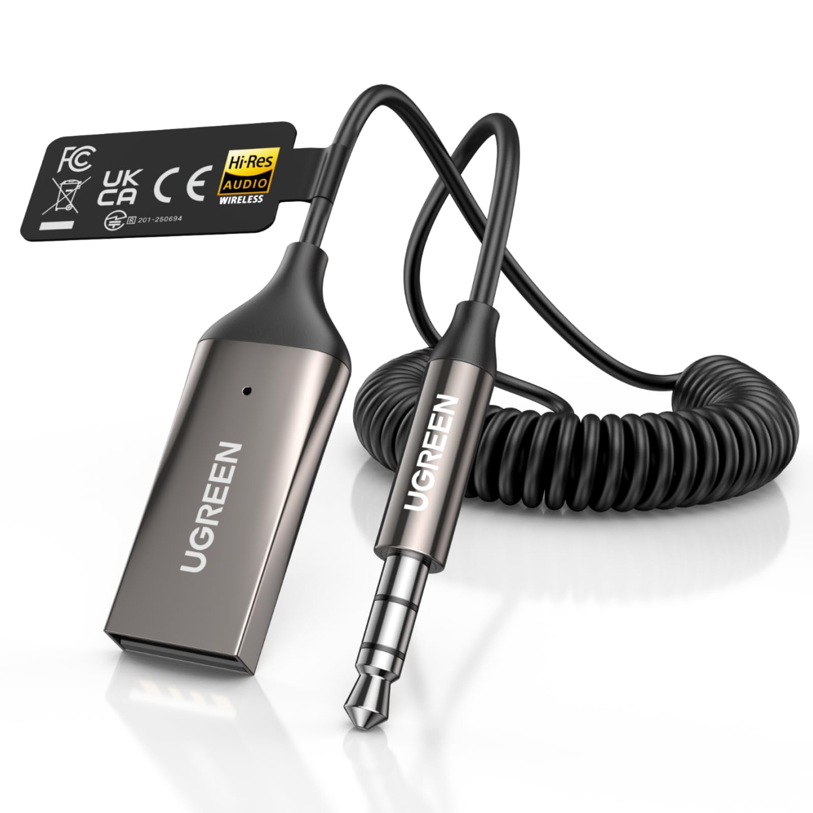 UGREEN Aux to Bluetooth 6.0 Car Adapter with LDAC, 3.5mm Aux Adapter for Auto Built-in Microphone, Car Bluetooth Audio Receiver for Hands-Free Calls Compatible with Car Speaker & Home Audio 🍁 All In One Marketplace Canada