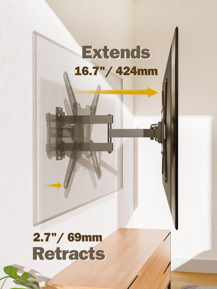 Mounting Dream TV Mount for Most 26-55 Inch TVs, Full Motion TV Wall Mount with Perfect Center Design on Single Stud Articulating Mount Max VESA 400x400mm up to 77 LBS, MD2413-MX 🍁 All In One Marketplace Canada