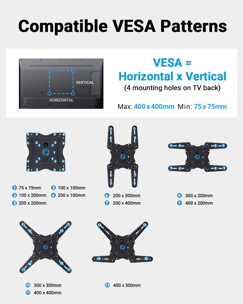 Pipishell Full Motion TV Wall Mount for 26-65 Inch Flat Curved Screen TVs, Max VESA 400x400mm up to 77 lbs, Swivel TV Mount Wall Bracket with Articulating Arms, Tilt, Extension, PIMF7 🍁 All In One Marketplace Canada